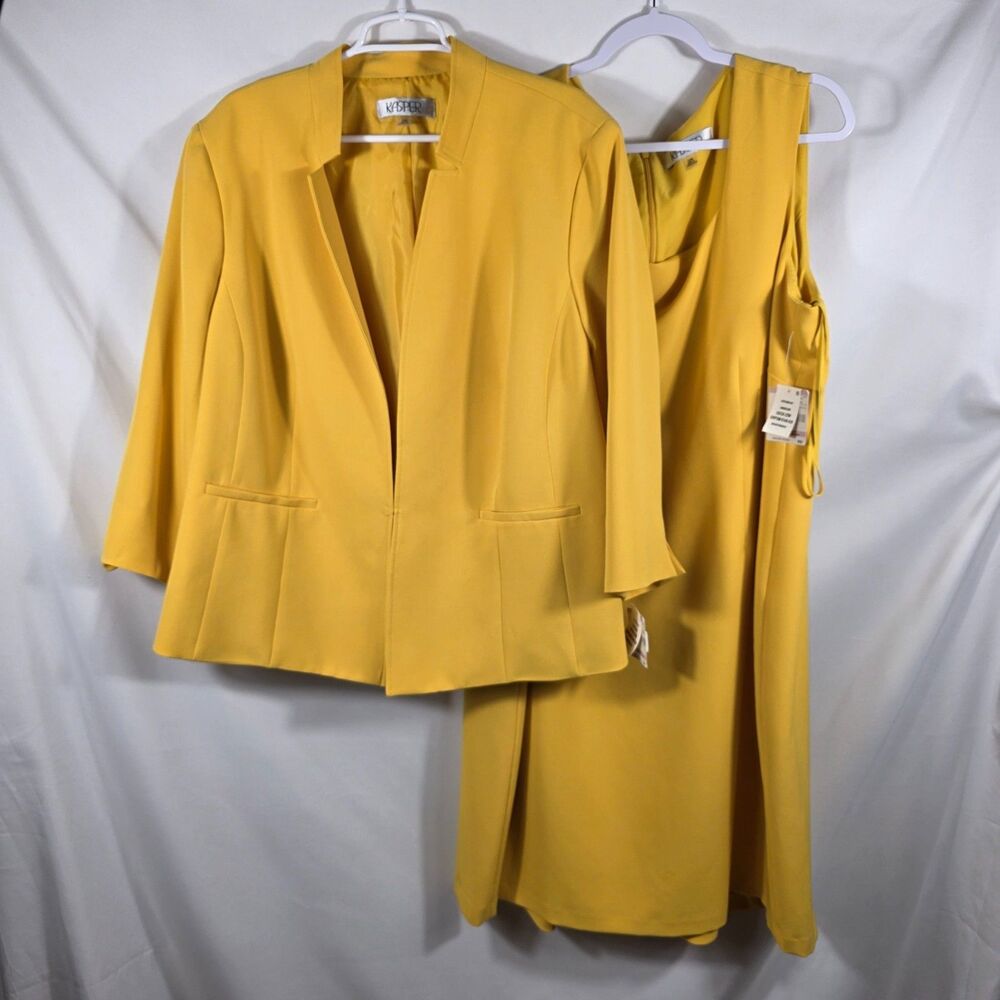 Kasper Two-Piece Suit Dress Suit Women's Size 22W Mustard Yellow NEW